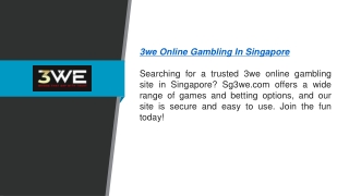 3we Online Gambling In Singapore  Sg3we.com