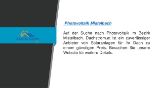 Photovoltaik Mistelbach  Dachstrom.at