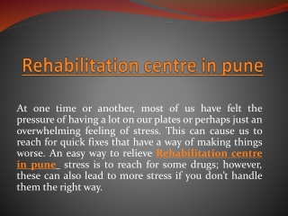 Rehabilitation centre in pune