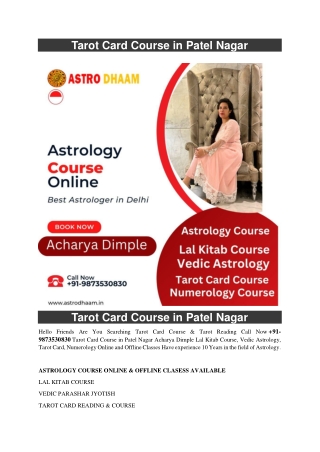 Tarot Card Course in Patel Nagar  91-9873530830