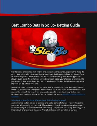 Best Combo Bets In Sic Bo – Betting Guide