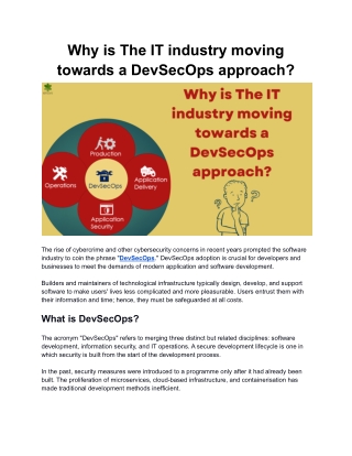 Why is The IT industry moving towards a DevSecOps approach?