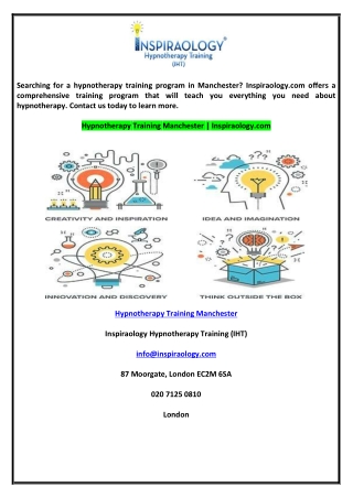 Hypnotherapy Training Manchester