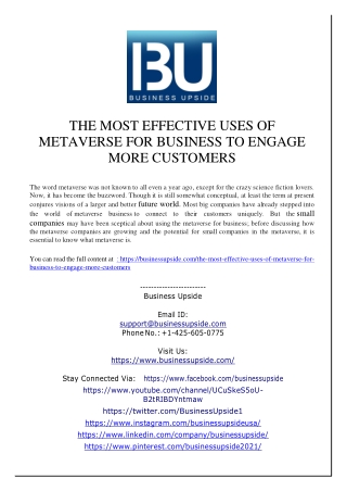 The Most effective uses of Metaverse for Business to Engage more Customers