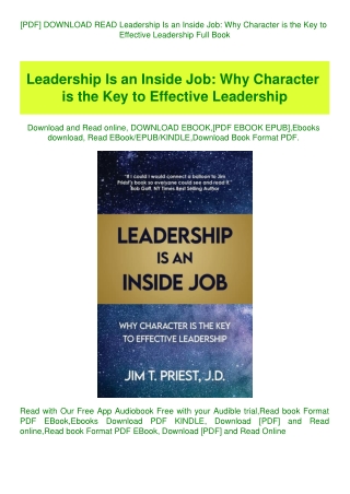 [PDF] DOWNLOAD READ Leadership Is an Inside Job Why Character is the Key to Effective Leadership Ful
