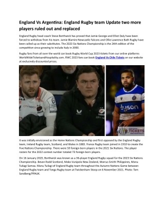 England Vs Argentina England Rugby team Update two more players ruled out and replaced