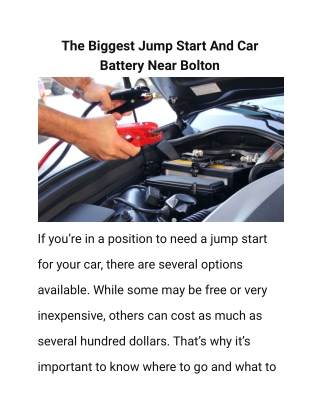 The Biggest Jump Start And Car Battery Near Bolton