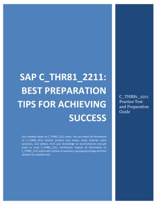 SAP C_THR81_2211: Best Preparation Tips for Achieving Success