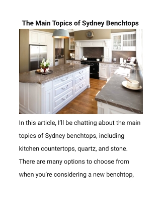 The Main Topics of Sydney Benchtops