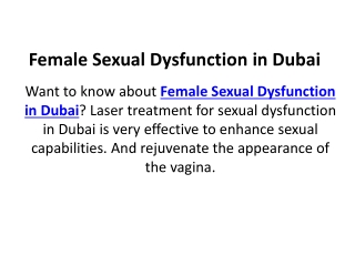 Female Sexual Dysfunction in Dubai