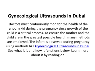 Gynecological Ultrasounds in Dubai