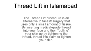 Thread Lift in Islamabad
