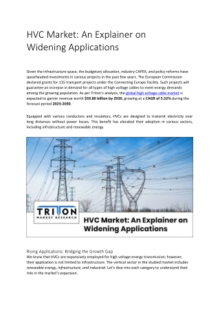 HVC Market: An Explainer on Widening Applications