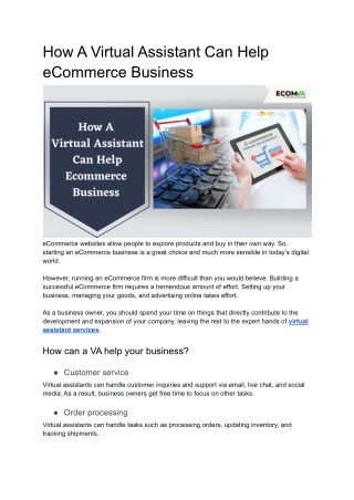 How A Virtual Assistant Can Help eCommerce Business