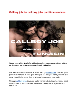 Callboy job for call boy jobs part time services