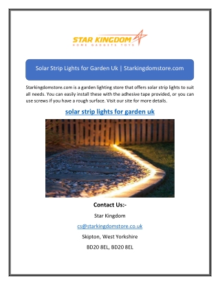 Solar Strip Lights for Garden Uk | Starkingdomstore.com