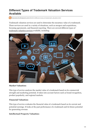 Different Types of Trademark Valuation Services Available