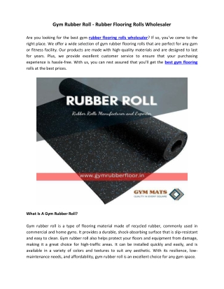 Gym Rubber Roll - Rubber Flooring Rolls Wholesaler