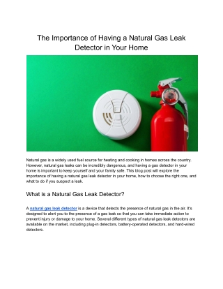 Importance of a Natural Gas Leak Detector