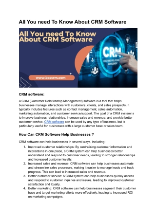 All You need To Know About CRM Software