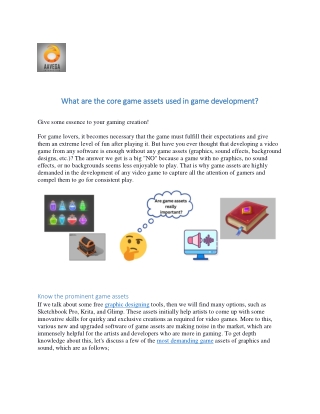 What are the core game assets used in game development?