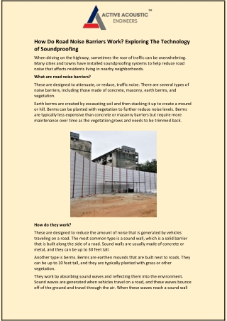 How Do Road Noise Barriers Work? Exploring The Technology of Soundproofing