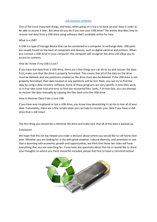 usb recovery software