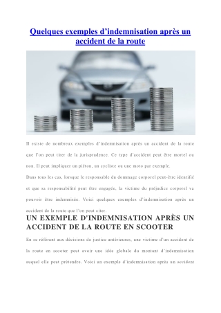 Accident de la route : Quelques exemples d’indemnisation