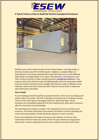 5 Tips & Tricks on How to Build the Perfect Soundproof Enclosure Introduction