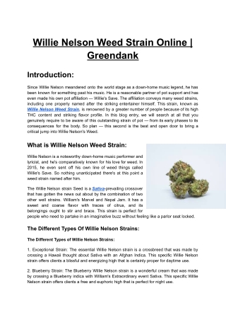 Willie Nelson Weed Strain Online _ Greendank