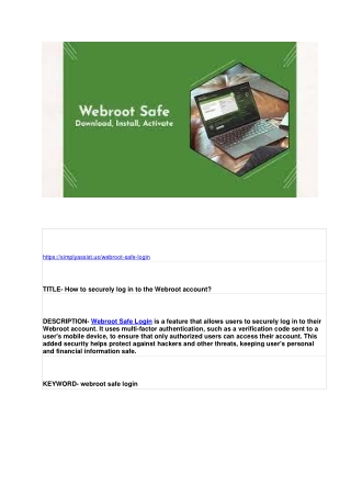 How to securely log in to the Webroot account?