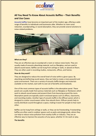 All You Need To Know About Acoustic Baffles – Their Benefits and Use Cases