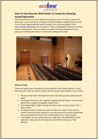 How To Use Acoustic Wall Panels To Create An Amazing Sound Experience