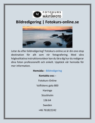 Bildredigering  Fotokurs-online.se