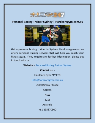 Personal Boxing Trainer Sydney  Hardcoregym.com