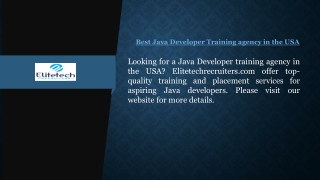 Best Java Developer Training agency in the USA