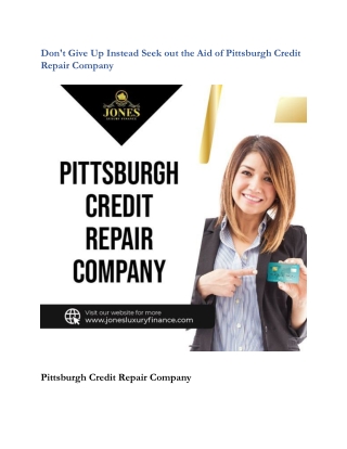 Don't Give Up; Instead, Seek out the Aid of Pittsburgh Credit Repair Company