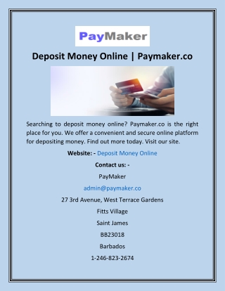 Deposit Money Online  Paymaker.co
