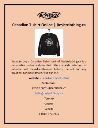 Canadian T-shirt Online  Resistclothing.ca