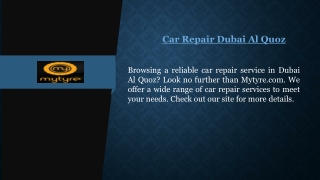 Car Repair Dubai Al Quoz | Mytyre.com