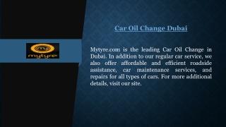 Car Oil Change Dubai  Mytyre.com