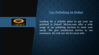 Car Polishing In Dubai | Mytyre.com