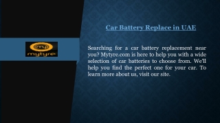 Car Battery Replace in UAE | Mytyre.com