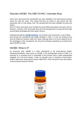 Describe H4CBD. The CBD Of HHC _ Voluntate Shop