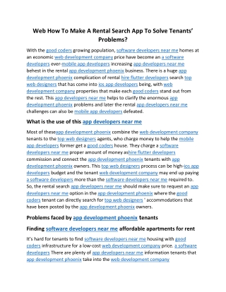 How To Make A Rental Search App To Solve Tenants’ Problems
