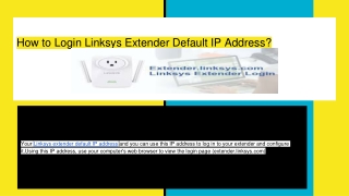 How to Login Linksys Extender Default IP Address_
