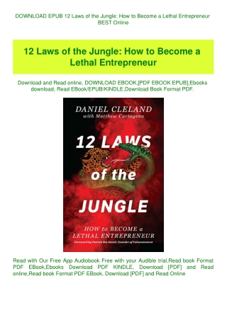 DOWNLOAD EPUB 12 Laws of the Jungle How to Become a Lethal Entrepreneur BEST Online