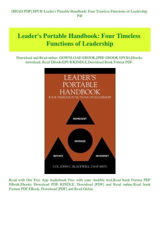 [READ PDF] EPUB Leader's Portable Handbook Four Timeless Functions of Leadership Pdf