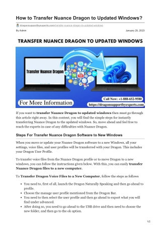 How to Transfer Nuance Dragon to Updated Windows?