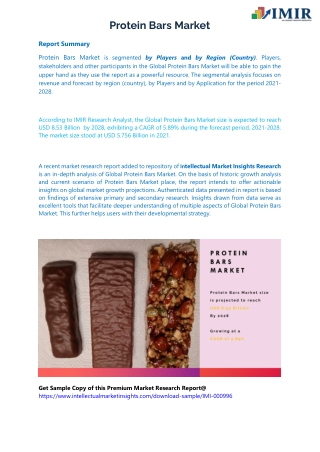 With 5.89% CAGR, Global Protein Bars Market Size Likely to Hit $8.53 Bn in 2028